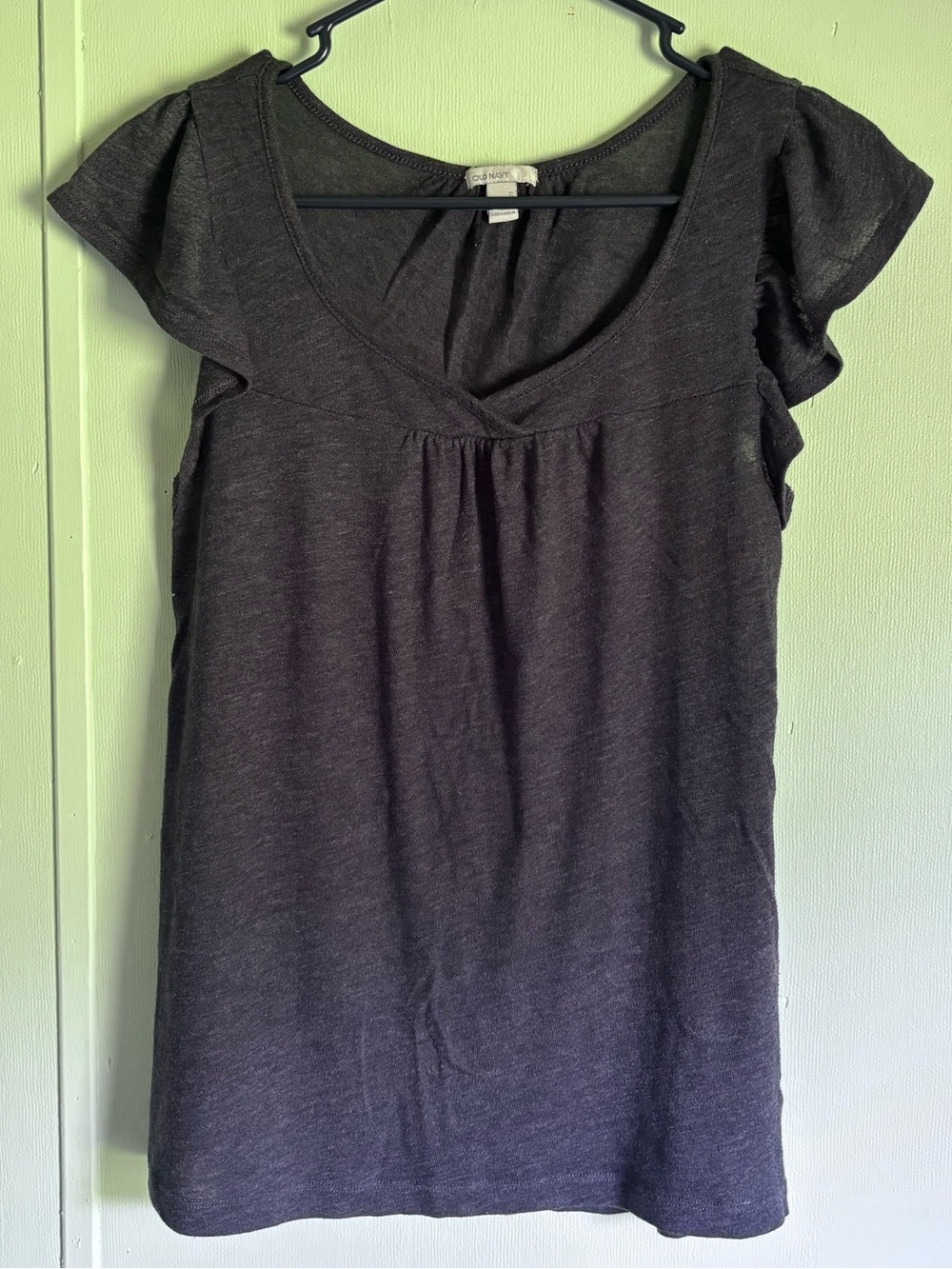 Old Navy Gray Flutter Sleeve Babydoll Top Size S